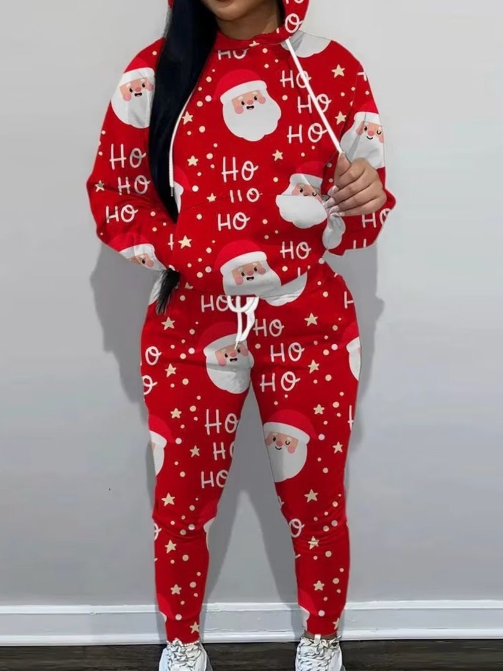 Women’s Loungewear Set Red Santa 'Ho Ho' Holiday Hoodie and Sweatpants Size S